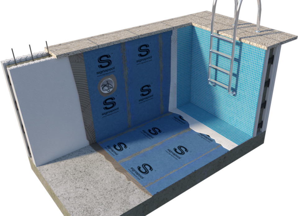 Installation of mosaic on polystyrene pools