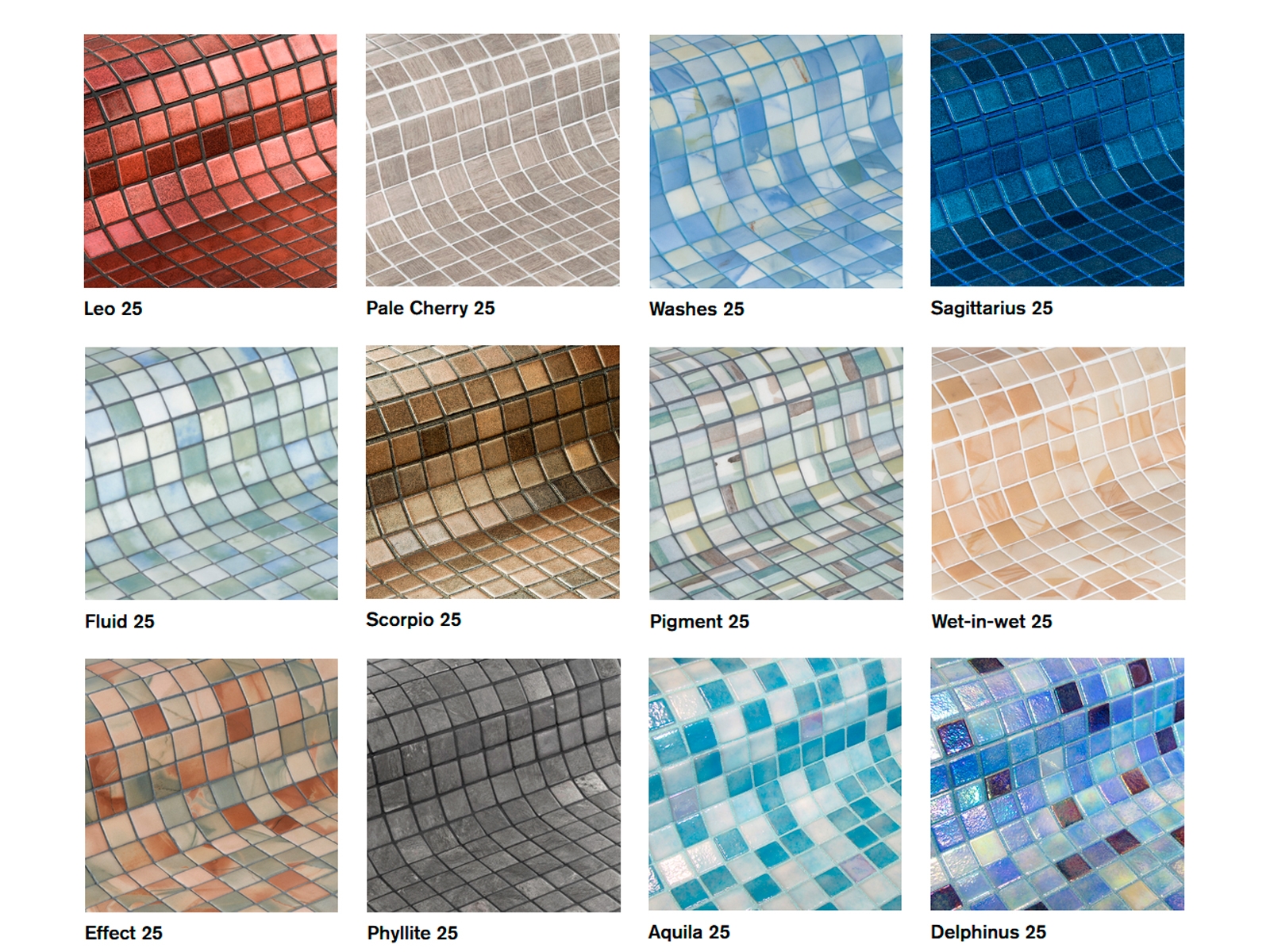 Pool tile color chart