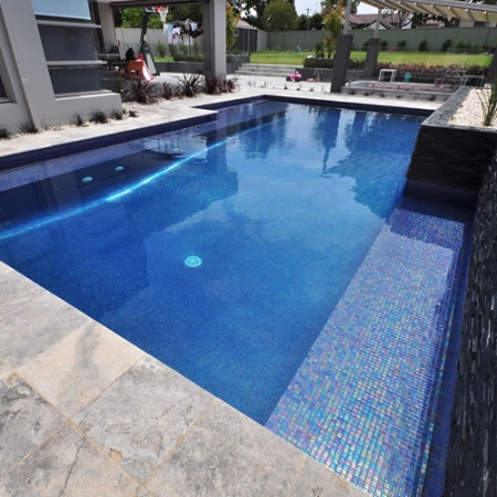 Blue swimming pool tiles